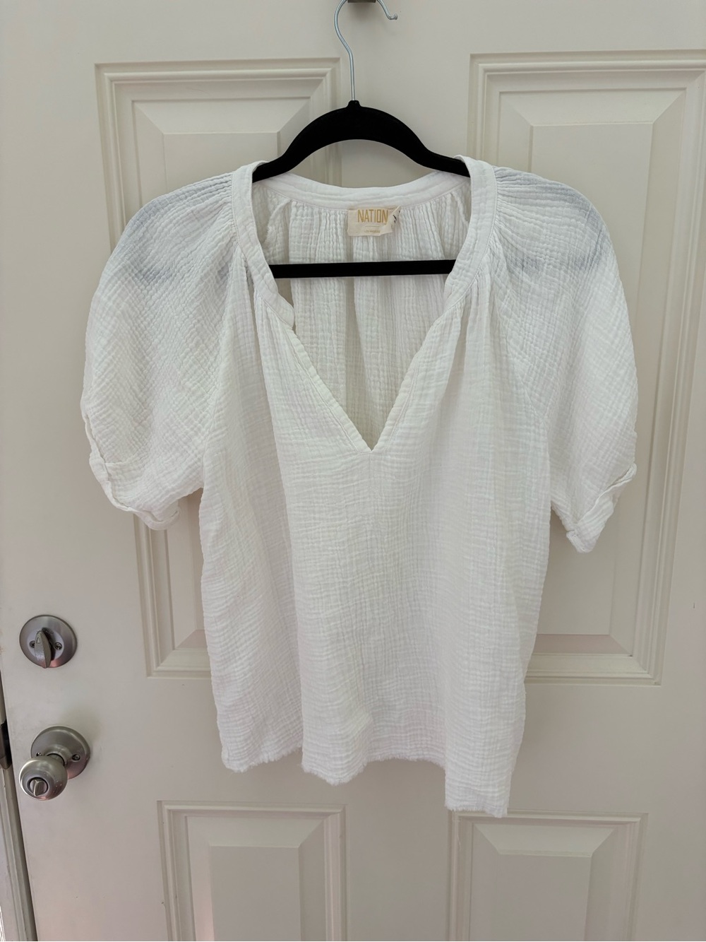 Nation LTD Cotton Gauze V Neck Top Size Small